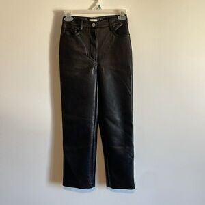 Aritzia Wilfred Crop Pant Vegan Leather 0 Black Ankle Pocket Zip Melina Moto